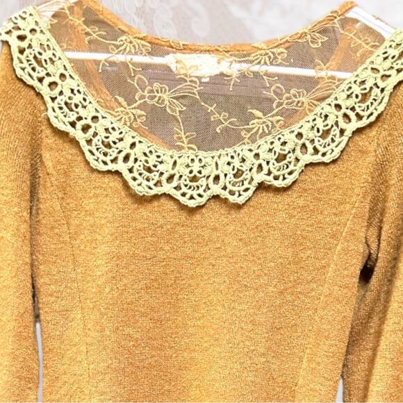 Anthropologie Gorgeous Orange Lace Bow midi Sweater Dress by a’reve Size S - Picture 7 of 8